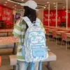 Serie Gradiente Bruma de Leche, Mochila Chica Dulce Azul Transparente Estrellada, Mochila de Alto Aspecto con Múltiples Compartimentos para Estudiantes de Secundaria y Preparatoria
