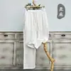 Calça Masculina de Linho Puro Verão Fina Calça Totalmente de Linho Calça Casual Masculina Solta Reta Drapê Calça de Perna Larga