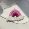 Pendientes de Borla de Algodón Estilo Nórdico Joyería Colgante Accesorios Llavero Arcoíris Trenzado Pequeño Hecho a Mano DIY