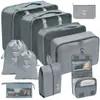 Set organizador de viaje premium, incluye 11 piezas: bolsas para guardar ropa, bolsas con cordón, bolsas para cosméticos y artículos de tocador, y bolsas de malla plegables para almacenamiento