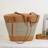 Nova Bolsa de Praia de Verão de Alta Qualidade Grande Capacidade Bolsa de Ombro Trançada Bolsa de Rattan e Palha Cesta de Legumes Bolsa Balde