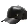 Chapéu de Couro Masculino de Inverno Quente para Homens de Meia-Idade e Idosos com Forro de Lã para Evitar o Frio e Proteger as Orelhas Quente Chapéu com Aba