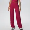 Pantalones de Yoga Ajustados Transpirables de Cruzar la Frontera de Cintura Alta Levanta Glúteos Rectos Holgados Adelgazantes Deporte al Aire Libre Correr Fitness Pantalones Largos