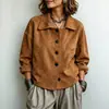 Chaqueta Corta Retro con Solapa de Ante Sintético Estilo Europeo Americano para Mujer de un Solo Botón Holgada Casual Chaqueta Superior de Forro Polar de Ante