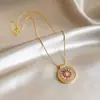 Collar Colgante Flor Redonda de Circonita Chapado en Oro Real de 18K Cadena para Clavícula de Lujo Ligero y Sentido de Gama Alta Collar Exquisito y Versátil
