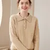 Suéter de Cachemir Grueso con Cuello Polo para Otoño e Invierno 2024, Suéter de Cachemir Holgado Casual para Mujer, Suéter Retorcido, Suéter de Punto para Base