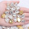 Em estoque 14*18 gota d'água cristal broca flor coração broca fivela costura à mão broca adorno de cabeça acessórios de cabelo casamento brinquedo roupas acessórios DIY