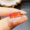 Anillo Popular de Ópalo de Fuego Natural al por Mayor de Fábrica Plata S925 Incrustado Piedra Principal 4*6 Joyería de Lujo Venta Directa de Fábrica