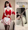 Lingerie Sexy para Role-Playing Uniforme Sexy Vazado Sem Tirar Fenda Roupa Lingerie de Freira Roupa de Natal
