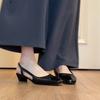Sandalias Negras Cerradas de Tacón Grueso Estilo Francés Impresionantes Mary Jane con Punta Cuadrada para Mujer 2025, Nuevas, para el Trabajo, con Talón Abierto 2025