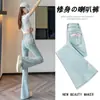 Jeans de micro campana para mujer tendencia 2024 nuevo lazo de encaje micro-pantalones pantalones de herradura pequeños
