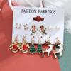 Pendientes de campana con copos de nieve de la serie navideña, combinación de traje, comercio exterior, gran oferta, pendientes de alce con gotas de aceite de dibujos animados para hombre mayor, mujeres