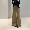 Nueva colección de otoño de Zedaijiai: Jeans casuales retro estilo Hong Kong, elásticos, adelgazantes, de tiro alto, con diseño de cinturón, ligeramente acampanados, para mujer