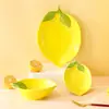Vajilla de Limón Linda de Dibujos Animados Personalizada para Uso en el Hogar, Platos de Fruta Cerámicos Creativos de Alto Valor, Tazones y Platos para Ensalada y Postre