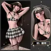 JinXiao estilo japonés sexy estilo universitario JK lencería erótica coqueta atuendo de tentación de sirvienta deseo puro