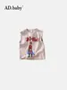 Ropa Infantil 2025 Verano Nuevo Niñas Tops Coreanos Verano Estampado Mangas Raglán Transpirable Algodón Chaleco Camiseta para Niños t