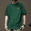 Camiseta de manga curta estampada simples e moderna estilo americano, nicho de verão, camisa casual de algodão pesado para homens