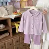Pijama para niños, conjunto cálido de otoño e invierno para bebé, unisex de manga larga y pantalón largo, ropa de estar para niños, cárdigan con cuello