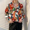 Camisa de hadas para hombre Primavera y Otoño divertida camisa estampada para hombre manga larga estilo Hong Kong suelta moda casual abrigo japonés