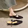 Sandalias de verano de estilo coreano con hebilla nueva para mujer, de punta, color beige, elegantes, de tacón alto, sin cordones, zapatos de moda para uso en exteriores
