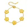 Acero Inoxidable Moda Doble Cara Trébol de Cinco Hojas Collar Pendientes Pulsera Traje Acero Inoxidable de la Suerte Flor de Cinco Hojas Joyería