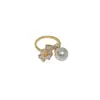 Anillo Abierto de Perla Redonda con Circonita Estilo Ins Coreano Lujo Ligero Sensación de Alta Gama Anillo para Dedo Índice Joyería de Mano Versátil de Nicho para Mujeres