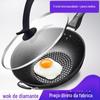 Atacado de fábrica wok de diamante wok de pedra Maifan estilo coreano menos fumaça antiaderente frigideira panelas de presente