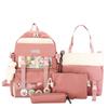 Mochila de Lona Ins para Mujer Estilo Coreano Trendy Multiusos de Cuatro Piezas Estilo Harajuku para Estudiante de Secundaria