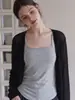 Chaqueta cárdigan protectora solar de seda de hielo negra para mujer, estilo fino de verano 2026 nuevo modelo, combinada con un top tipo camisola, se puede usar como chal o top para aire acondicionado