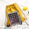 Bolsa de Lona para Niñas Mochila con Cordón Color Sólido Simple 2021 Bolsa de Tela Bolsillo con Solapa y Cordón Pantalones Estilo Coreano Bolsa para Mujer Mochila con Cordón