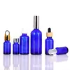 Botellas Azules de Vidrio para Aceites Esenciales al por Mayor, Botellas Vacías para Cosméticos y Perfume, Botellas Pequeñas de Muestra, Botellas Gotero con Puntas de Goma, Botellas para Serum