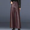 Pantalones de cuero ZLS 2025, nuevos pantalones gruesos de cuero PU, de cintura alta, corte holgado, otoño/invierno, fluidos, de pierna ancha, largos