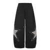 Pantalones casuales de moda juvenil para mujer 2026, nuevos, con patchwork de cinco estrellas decorado, corte regular, pierna curva, venta al por mayor desde una sola fuente, talla 34