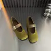 Zapatos Mary Jane retro de gamuza con punta cuadrada y tacón grueso para mujer, primavera/otoño 2026, versátiles, bajos, de suela blanda, tipo bailarinas para combinar con faldas