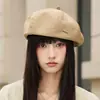 Boina de Color Maillard para Mujer, Sombrero Octogonal Estilo Retro, Gorra de Boina Moda Coreana, Sombrero de Artista Pintor para Mujer