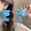 Pendientes de Plata con Aguja de Estilo Étnico con Flores de Piedra Ojo de Gato Incrustadas de Diamantes, Pendientes de Moda de Lujo Ligero de Gama Alta, Pendientes Sencillos de Nicho para Mujer