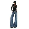 Calça Jeans Larga de Cintura Baixa Lavada Laranja Juvenil # Padrão Raio para Mulheres, corte solto, modeladora, moderna, versátil, comprimento total