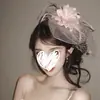 Tocado Rosa de Tule Estilo Francés con un Ambiente Elegante, Adecuado para Socialités, Novias, Velos, Vestidos de Banquete Pure Desire y Accesorios de Cumpleaños