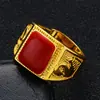 Anel Aberto com Gotejamento de Óleo Vermelho/Verde/Preto, Anel Masculino de Latão Banhado a Ouro, Anel Banhado a Ouro com Pedra Preciosa para Mulheres como Presente
