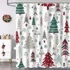 Amazon Transfronterizo Nuevo Navidad Estilo Minimalista Moderno Cortina de Ducha Impresión Digital Cortina de Ducha Sin Taladro Decoración Festiva
