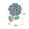 Broche para Mulheres, Broche Pequeno de Flor Rosa com Zircônia Completa, Broche de Cristal Estéreo de Zircônia Azul, Broche Elegante de Cristal