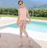 Roupa de banho média e grande para meninos e meninas, calça de manga comprida, novo traje de mergulho dividido de secagem rápida com proteção solar, roupa de banho
