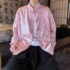 Primavera y Verano 2025 Nuevo Estilo Chino para Hombre Retro Moderno Nuevo Chino Fénix Estampado Hanfu Camisa de Manga Larga con Botones