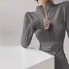 Conjunto de Ropa Deportiva para Fitness Chaqueta con Cuello Alto Sujetador Deportivo Pantalones de Cintura Alta Elásticos Ajustados al Cuerpo Ropa de Yoga para Mujer Conjunto de Tres Piezas
