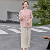Nuevo conjunto de camisa de manga corta de verano para madres, ropa para mujeres de mediana edad de 50 años, diseño único, conjunto de manga corta transpirable