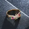 Accesorios de Explosiones Transfronterizas Anillo Doble G Europeo y Americano Anillo de Zirconia Arcoíris Amazon wish Joyería de Venta Caliente Transfronteriza
