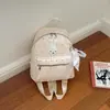 Mochila de estilo coreano con estampado de lunares, conejo y estrellas en bloques de color para estudiantes, bolsa escolar de gran capacidad, mochila linda y elegante para niñas