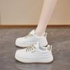 Nuevas Zapatillas Blancas Estilo Coreano Otoño 2025 para Mujer, Estudiante de Suela Gruesa, Deportivas Casuales, Estilo Callejero, con Cordones