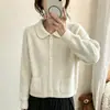 Suéter cardigan de punto suave y esponjoso con cuello de mapache para mujer, nueva colección otoño/invierno 2026, corte holgado, suéter de punto liso, prenda exterior