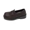 Mocassins casuais femininos de bico redondo, nova coleção primavera/outono 2026, sapatos slip-on estilo britânico de sola grossa, antiderrapantes